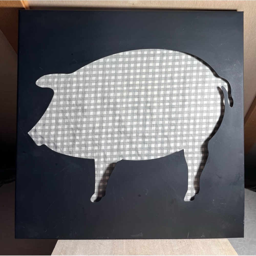 Vintage Black Metal Silhouette Pig Wall Decor